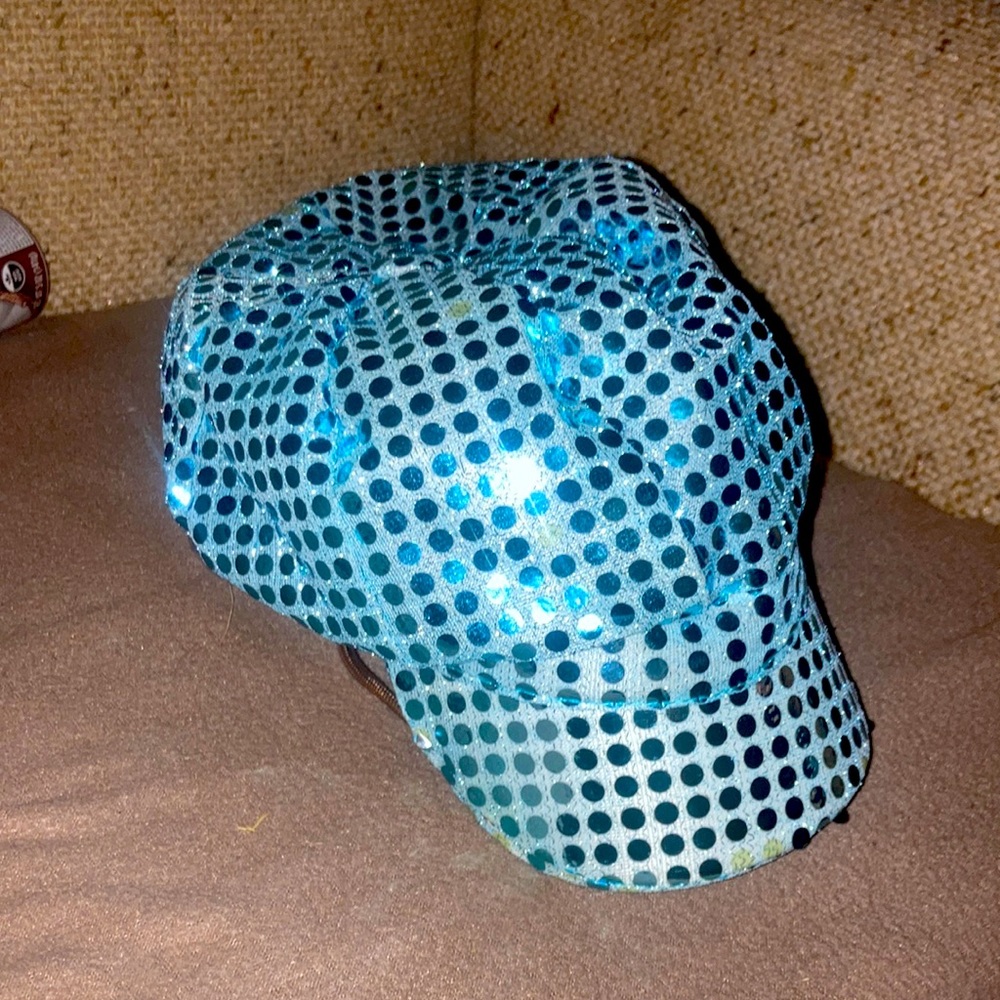 Sequin blue hat never been worn